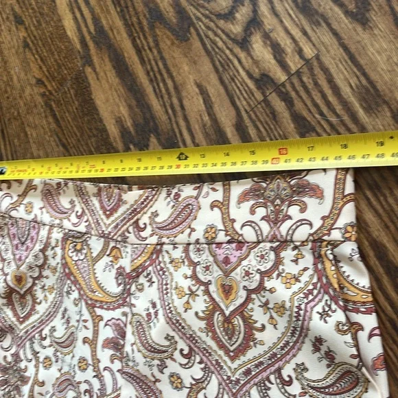 Melanie Lyne sz 14 Wide leg flowy cropped pants w paisley print brown pink gold - Picture 6 of 14